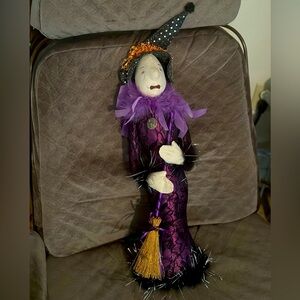 Rare VINTAGE Fancy fabric HALLOWEEN Retro Large Doll 22” Spooky